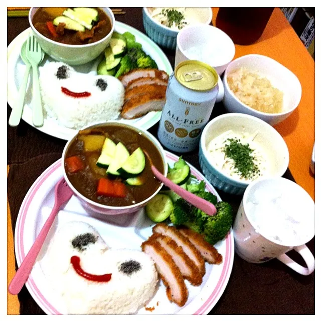 Snapdishの料理写真:スープカツカレーPLUS温野菜と大根サラダ|華ちゃんさん