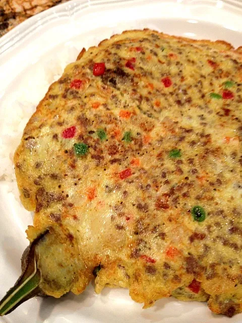 Snapdishの料理写真:Eggplant omelet made eith rasted eggplant and picadillo|Emmie Pizarroさん