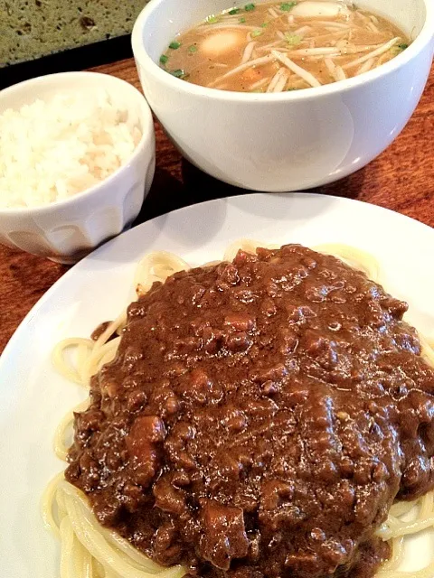 カレーつけ麺（麺半分＋味玉）に、小ご飯。 #ランチ|Takashi H.さん