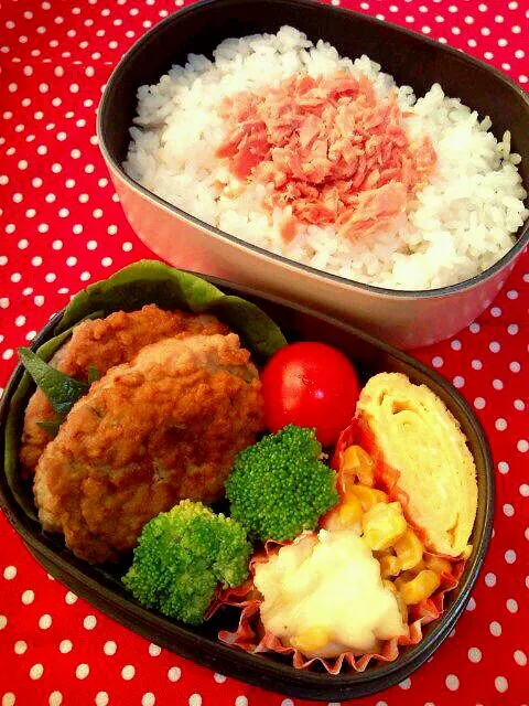 自分用のお弁当(しそ入りつくねハンバーグ)|ひろみんこさん