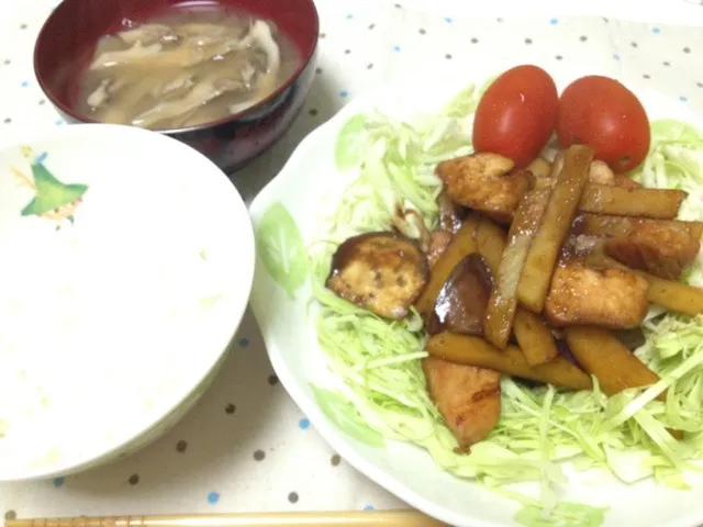 鶏肉ナスじゃがいもの照り焼き|macky0426さん