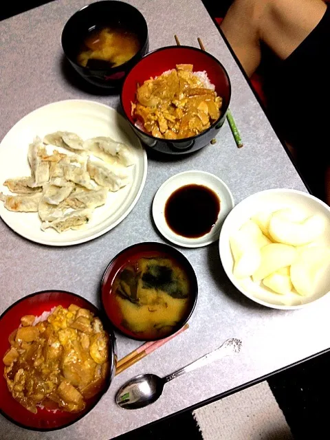 親子丼•焼き餃子|うるしちかさん