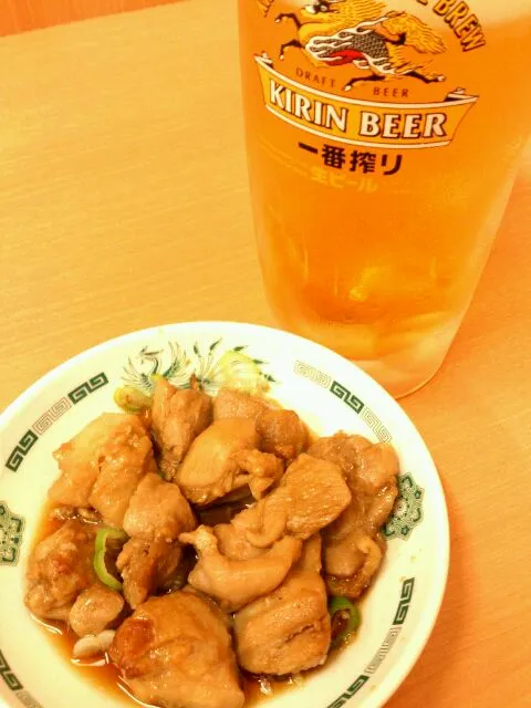 生ビール＋焼き鳥ネギ和え|ツツカメさん