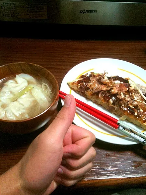 お好み焼きと餃子スープ|鈴木さん