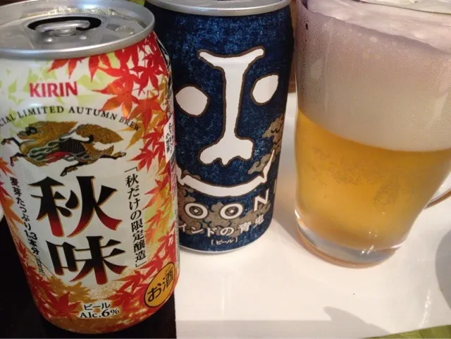 本日のビール キリン秋味とヤッホーブルーイング インドの青鬼|gintanさん