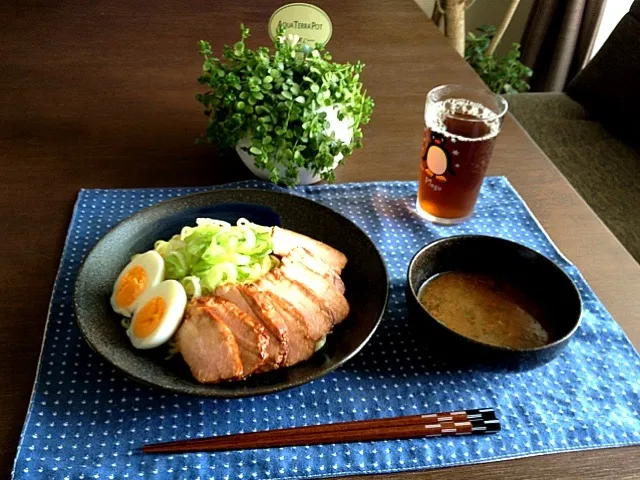 チャーシューつけ麺、プーアル茶|pentarouさん