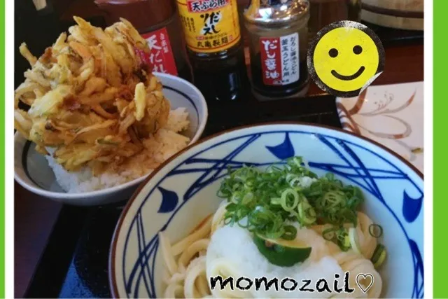 Snapdishの料理写真:丸亀製麺おろしすだちうどん＆野菜かきあげ丼|けいちゃん（ももザィル）さん