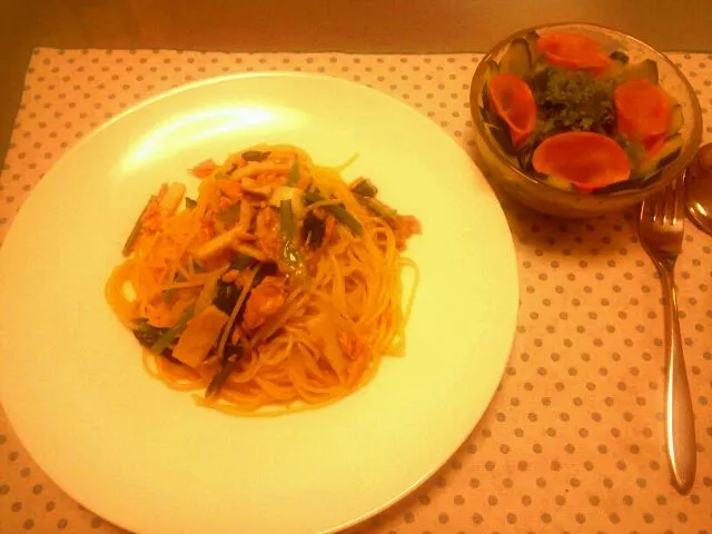 小松菜とエリンギのパスタ|秋山和代さん