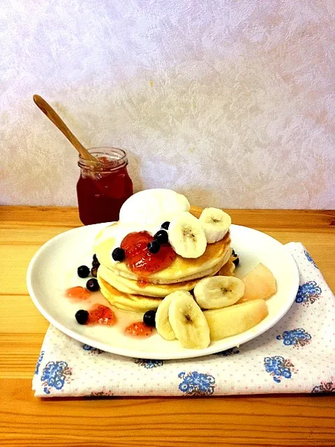 Snapdishの料理写真:ふわふわ！メレンゲパンケーキ|ひなうたさん