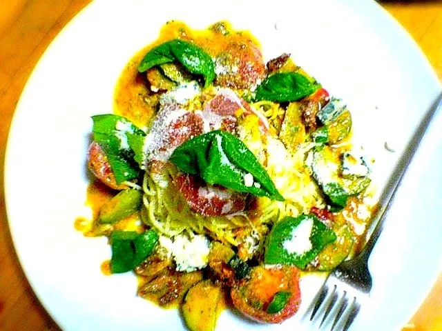 モルタデッラと夏野菜の冷製パスタ  Cold pasta and summer vegetables mortadella|sawaさん