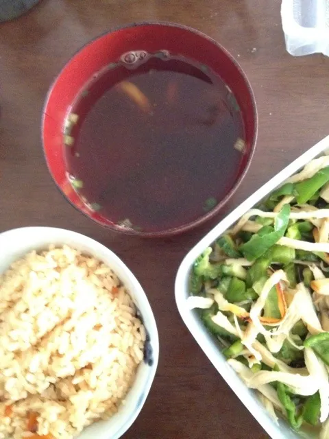 蛸めし ゴーヤの漬物 味噌汁 昼食|掛谷節子さん