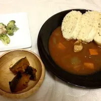 スープカレー南瓜煮ブロッコリー胡麻和え|まひろさん