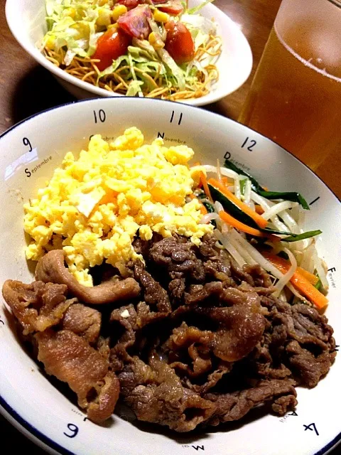 焼肉丼と巣ごもりサラダ|いちこさん