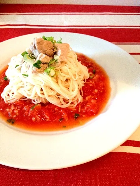 トマトのさっぱり素麺|なぎささん