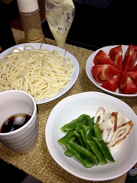 Snapdishの料理写真:香川のうどん！実家の野菜！(9/3)|カワズ(たかちゅ改)さん