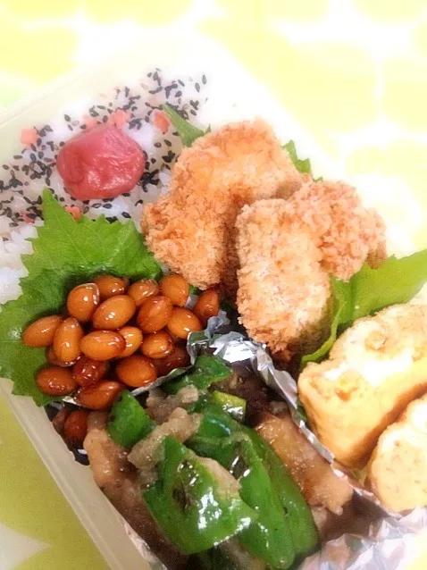 Snapdishの料理写真:茄子とピーマンのおろし南蛮弁当|いりごまさん