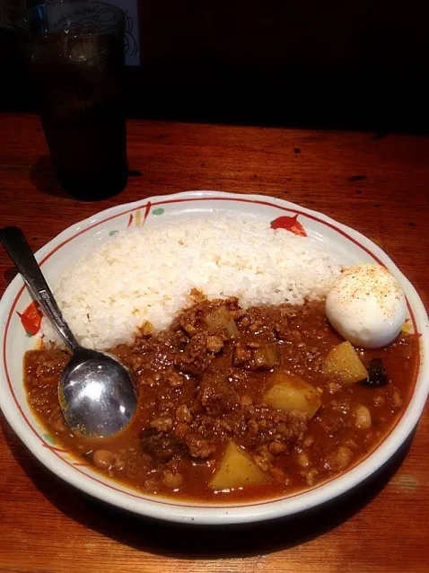 恵比寿吉柳 朝カレー(挽肉とおジャガとお茄子のカレー)|あかこさん