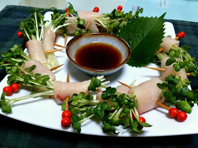 鰤の刺身 かいわれ巻き|滝澤耕太郎さん