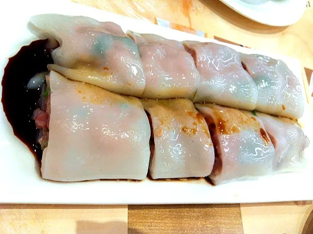 Steamed Cheong Fun Rolled with minced beef and chives|PeonyYanさん