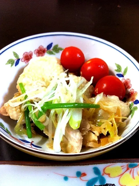 蒸し鶏とミニトマト|ままぞうさん