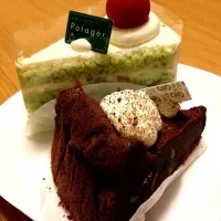 Snapdishの料理写真:ごぼうガトーショコラ＆グリーンショートケーキ|ゆぅさん