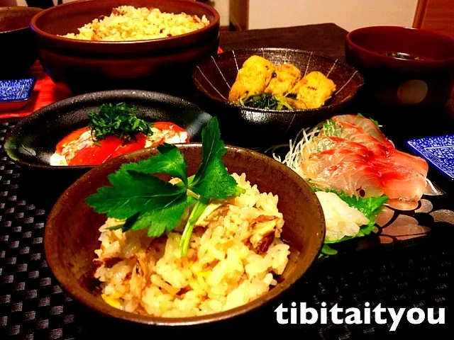 秋刀魚の炊き込みご飯定食|ちび隊長さん