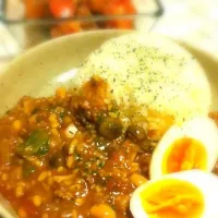 豆カレー きのこと小松菜も。