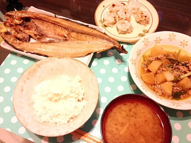 真ほっけ、かぶのそぼろ煮、ニラ饅頭|なおさん