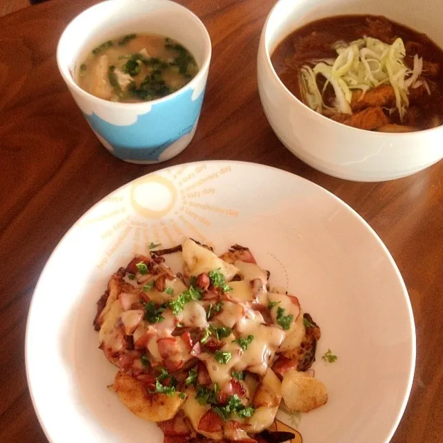 カレーうどんと山芋とベーコンのカリカリ焼き|ひとみさん