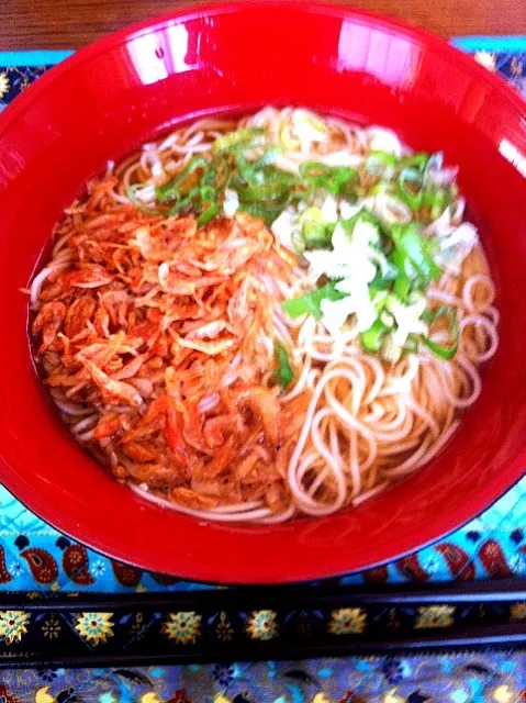 桜えびと青ネギのあったか素麺|ゆみ☆ゆみさん