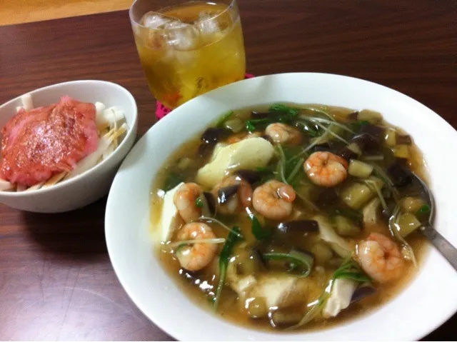 秋茄子と海老あんかけ豆腐|由美さん