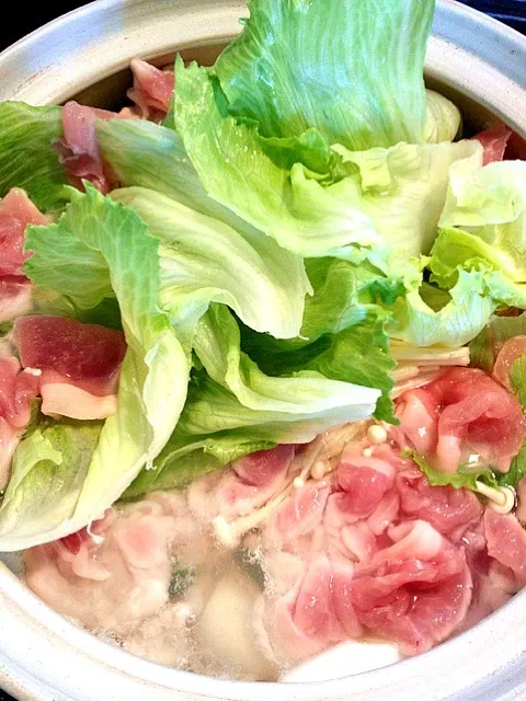 my lunch vegetable Lettuce&pork Nabe@Home|Dezza Tsuchiyaさん