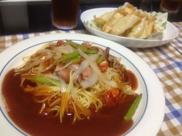 あんかけスパ、チーズ餃子|食いしん坊もりもりさん