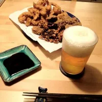 Snapdishの料理写真:レバカツと小エビフライ|こうじさん