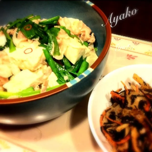 塩肉豆腐、ひじき煮|亜矢子さん