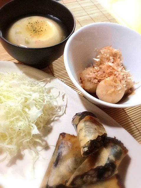 味噌そぼろと海苔の春巻、、焦げた|よにゃりさん