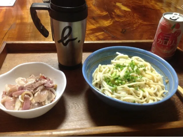 冷やしうどん、とりマリネ|正道さん