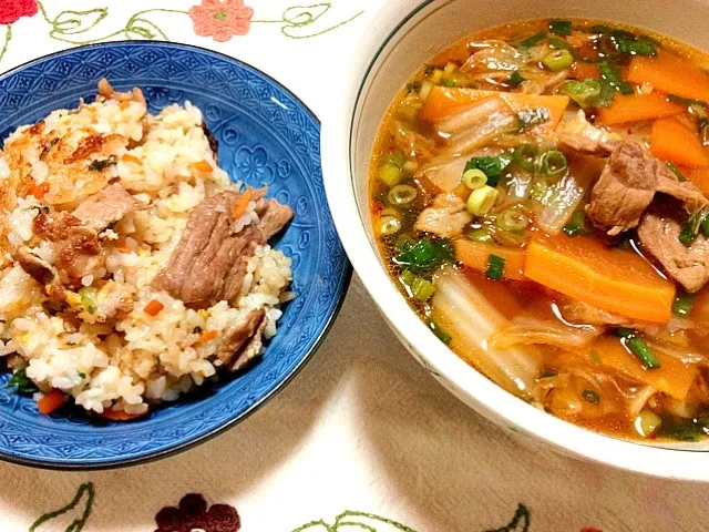 天理ラーメンもどき、半ちゃん炒飯|おおのさとみさん