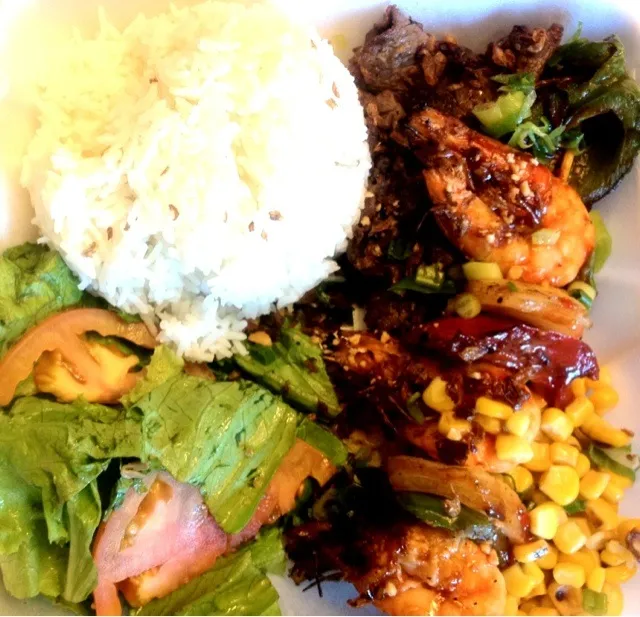 #Beef with #Shrimp #Skewers, #Rice, and #Salad from Cha02|sooprcoolchicaさん