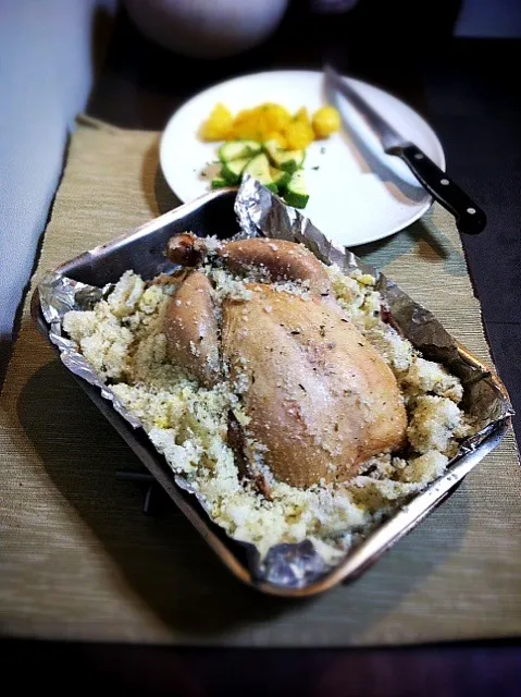 baked chicken in salt crust with fennel,thyme,lemon|rick chanさん