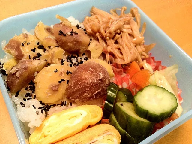 なんちゃって栗ご飯とあまりおかずで自分弁当☆|松浦有里さん