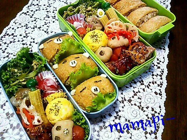 おはようごじゃります☆長男復活弁当&娘っち三匹のコブタ弁当♪♪(^0_0^)|katumi  ueharaさん