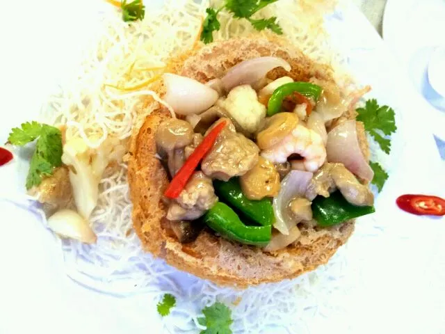 Crispy yam with seafood etc.|Cjkさん