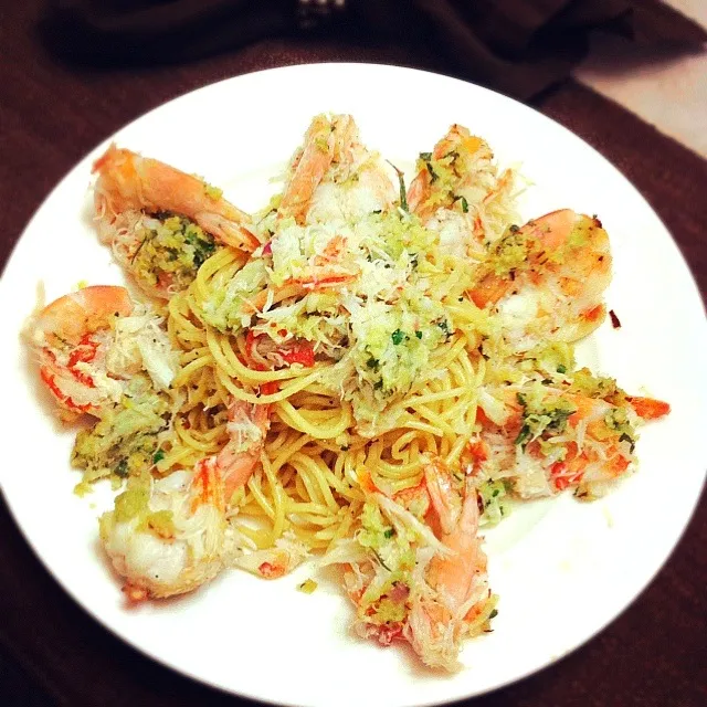 shrimp scampi with garlic and olive oil  spaghetti|janice Williamsさん