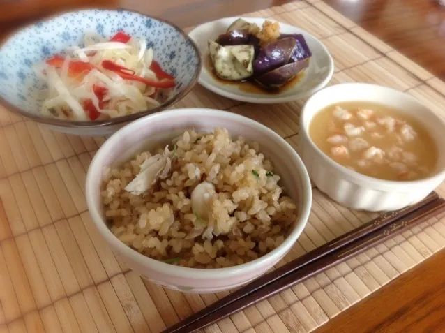 鯛飯、海老のあんかけ茶碗蒸し定食♡|ずぼら管理栄養士ママさん