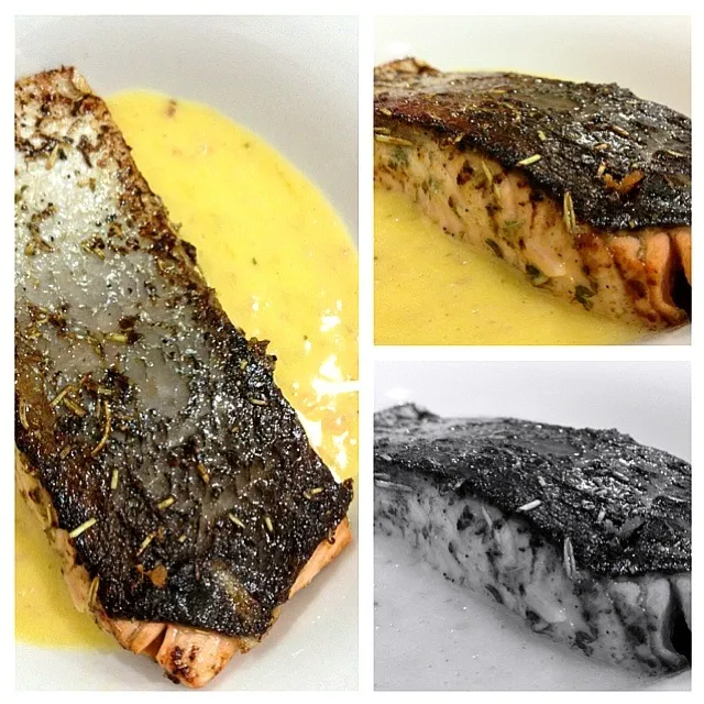 Snapdishの料理写真:Pan fried salmon in buerre blanc.|Monstaaaa さん