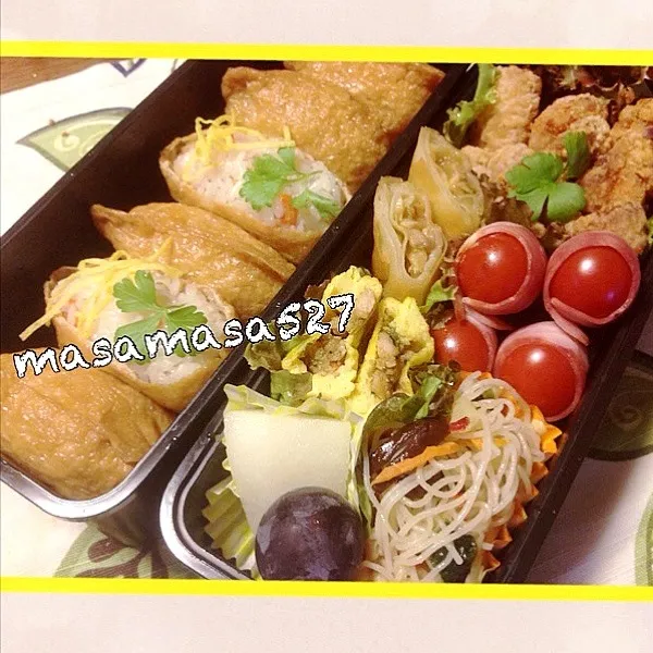 いなり寿司＆唐揚げ弁当|まさまささん