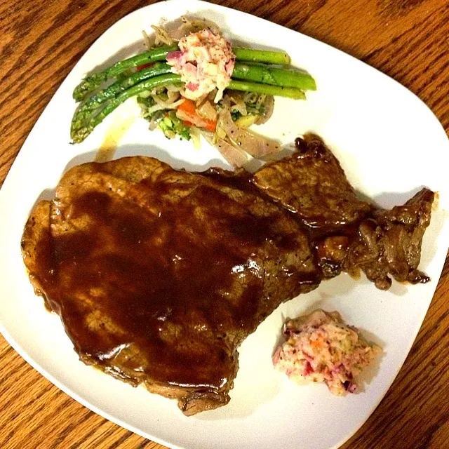 Steak BBQ with vegetables and lemony coweslaw|rie simsさん