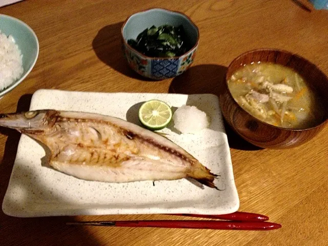 かますの開きと豚汁|西川季宏さん