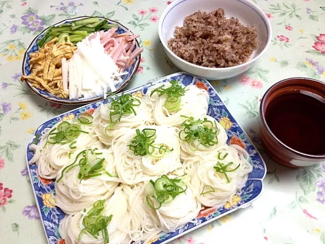 素麺アラカルトと梅じゃこ炒飯|直場友紀恵さん